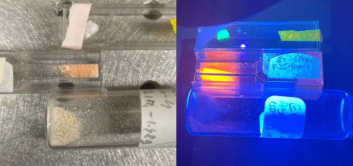 Er-doped KPC, CMBC, and CAIC in ambient lighting vs UV